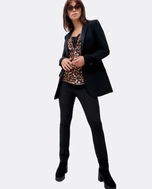 Cuplé Pantalon Pitillo Doble Tela Negro^Mujer Pantalones