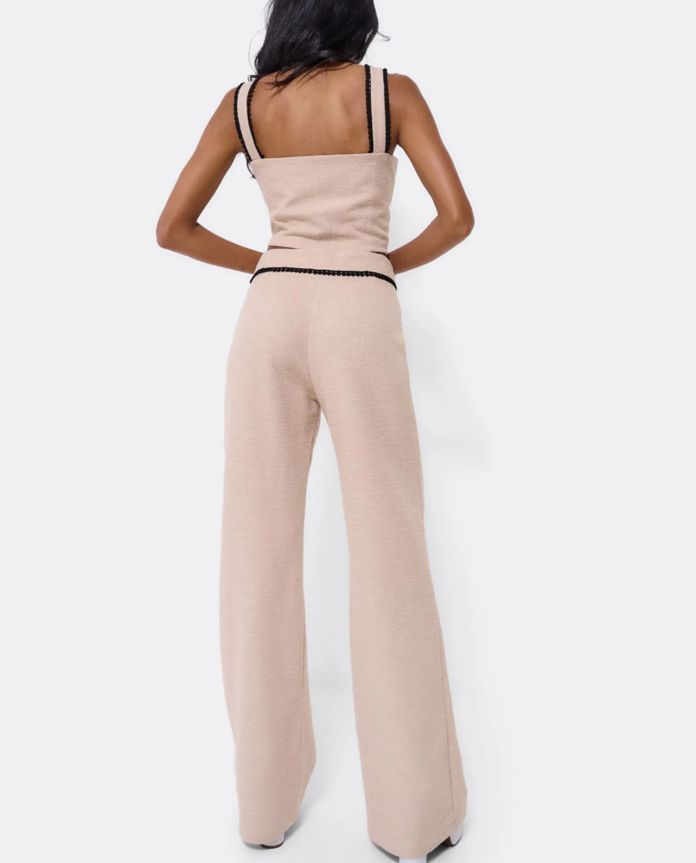 Cuplé Pantalon Puntilla Tweed Beig^Mujer Pantalones