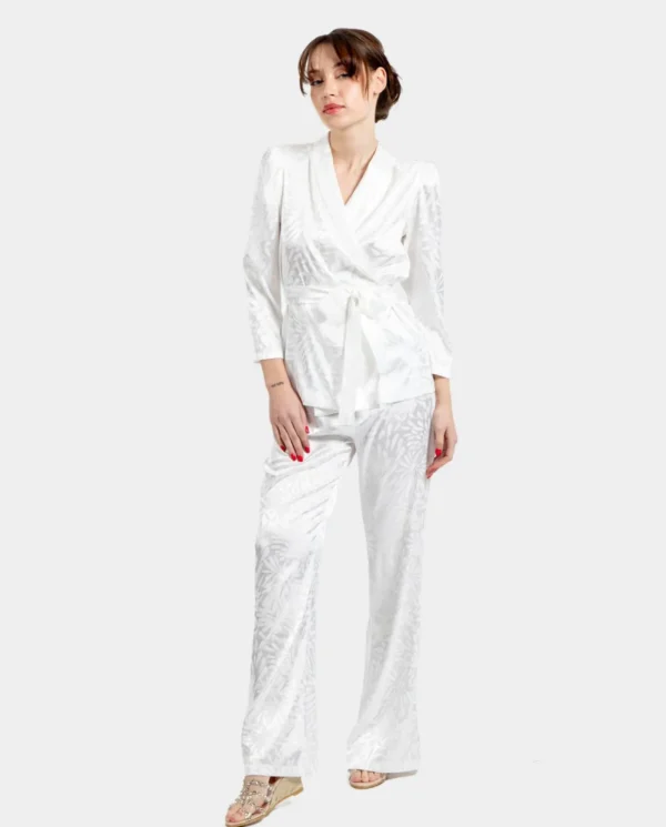 Cuplé Pantalon Recto Jacquard Blanco^Mujer Pantalones