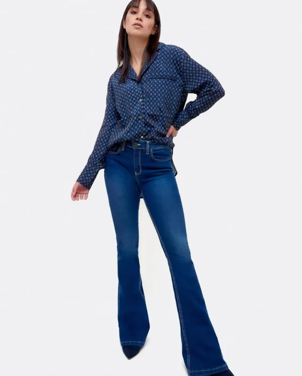 Cuplé Pantalon Vaquero Con Campana Vaquero Marino^Mujer Pantalones