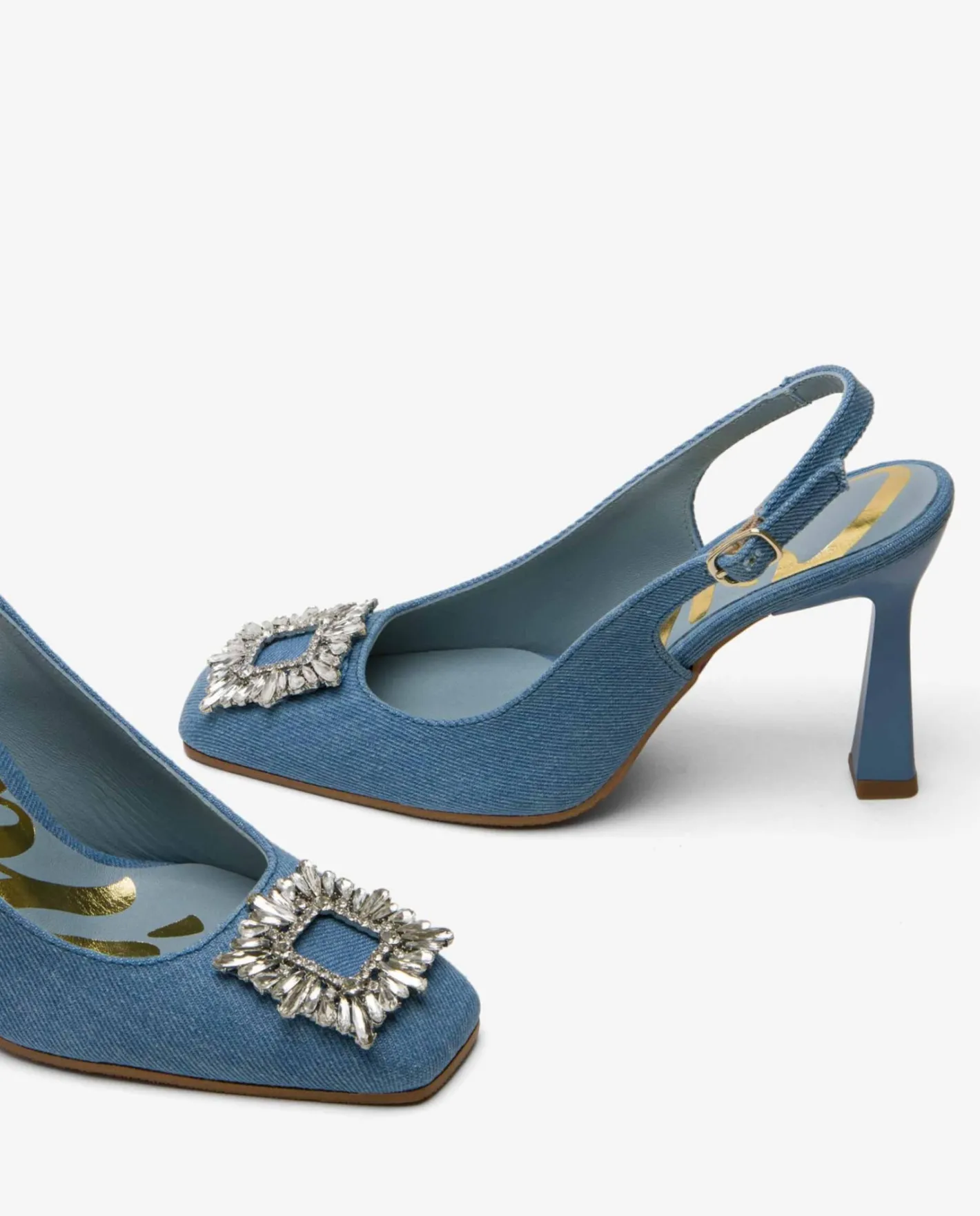 Cuplé Salon Destalonado Adorno Cristal Vaquero Azul^Mujer Salones & Stilletos