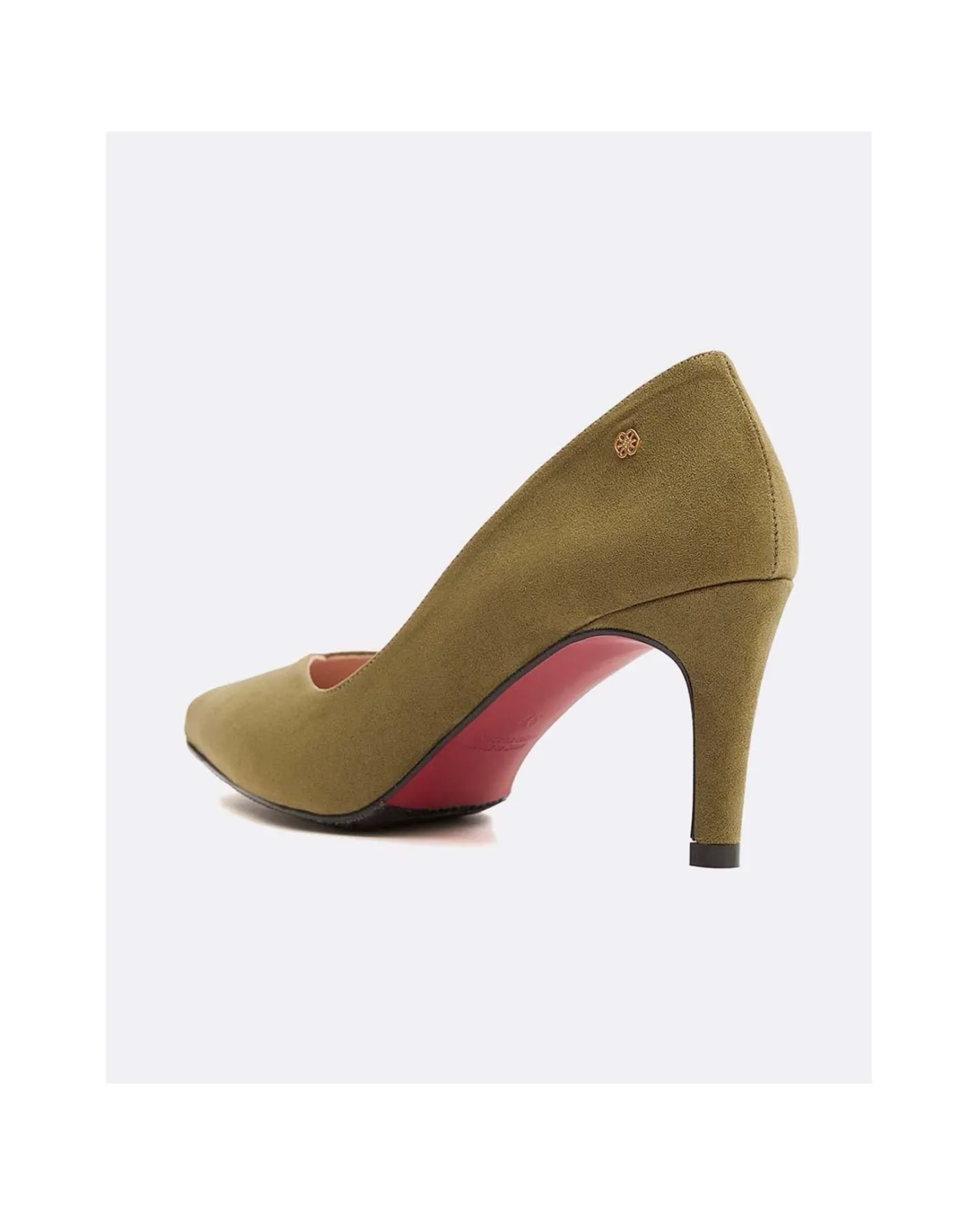 Cuplé Salon Pico Ultrasuede Kaki^Mujer Salones & Stilletos