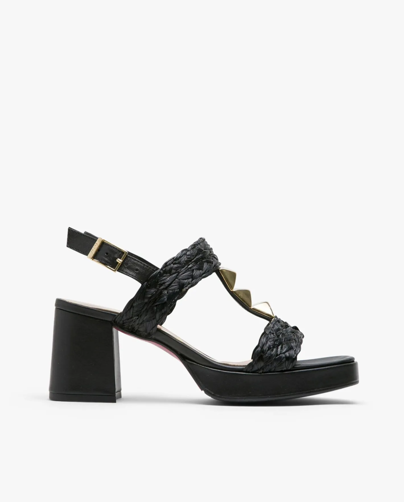 Cuplé Sandalia Piramides Rafia Negro^Mujer Sandalias