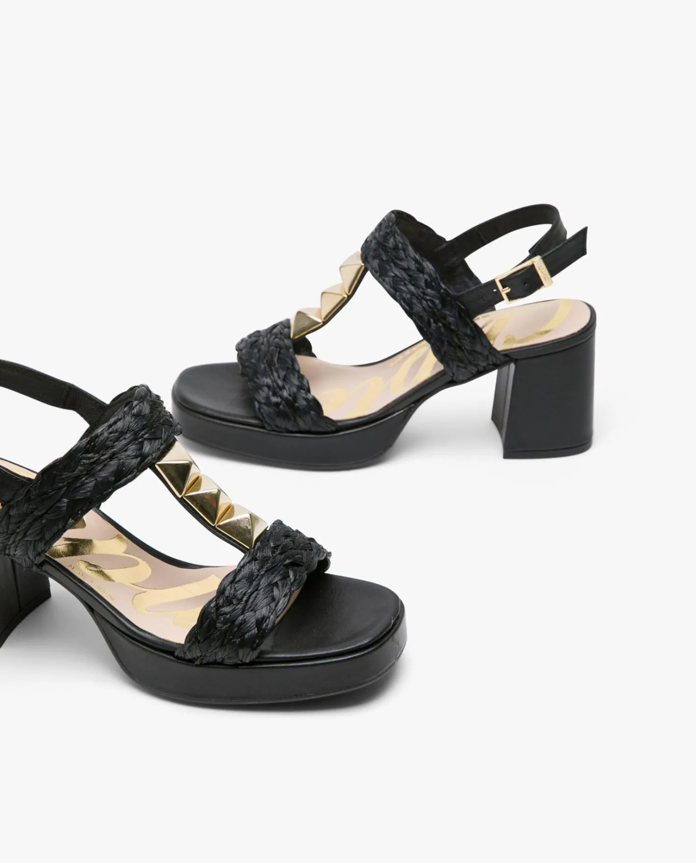 Cuplé Sandalia Piramides Rafia Negro^Mujer Sandalias