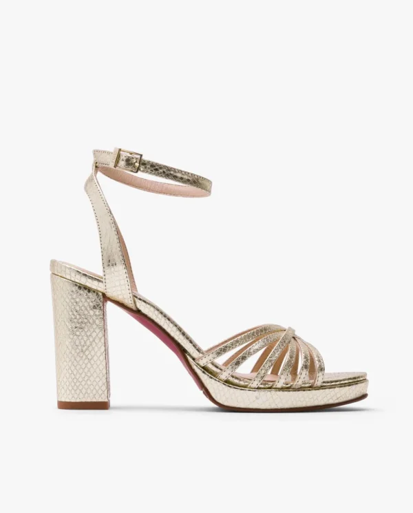 Cuplé Sandalia Plataforma Tiras Serpiente Oro^Mujer Sandalias