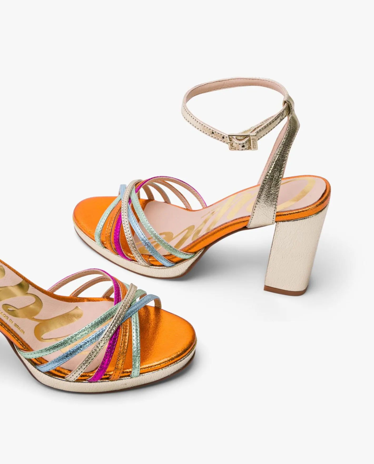Cuplé Sandalia Plataforma Tiras Lame Metalizado Multicol^Mujer Sandalias