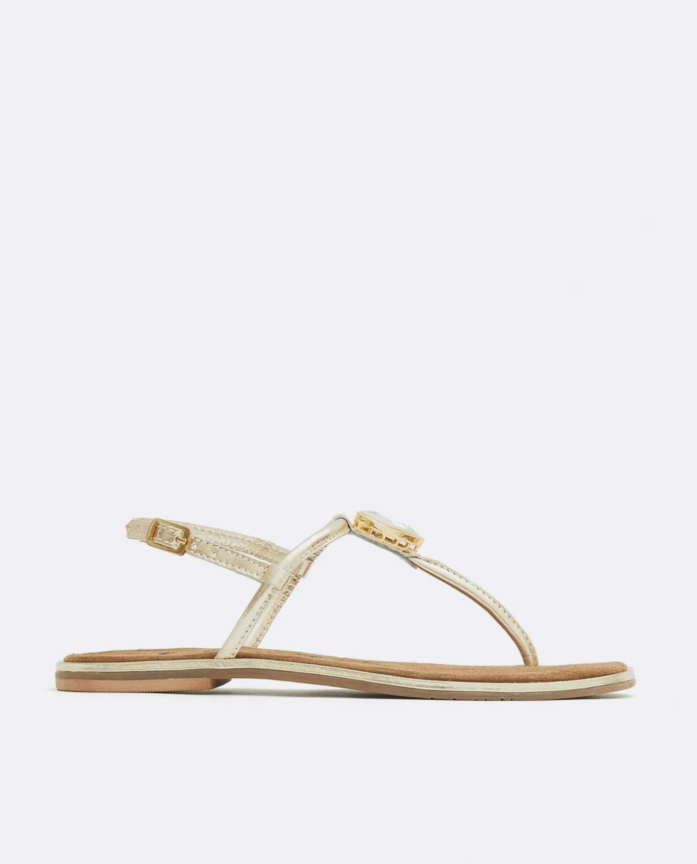 Cuplé Sandalia Punta Cuadrada Napa Oro^Mujer Sandalias