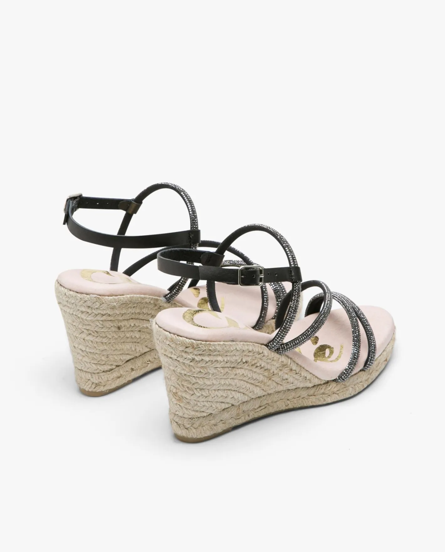 Cuplé Sandaliacuna Tiras Strass Negro^Mujer Cuñas
