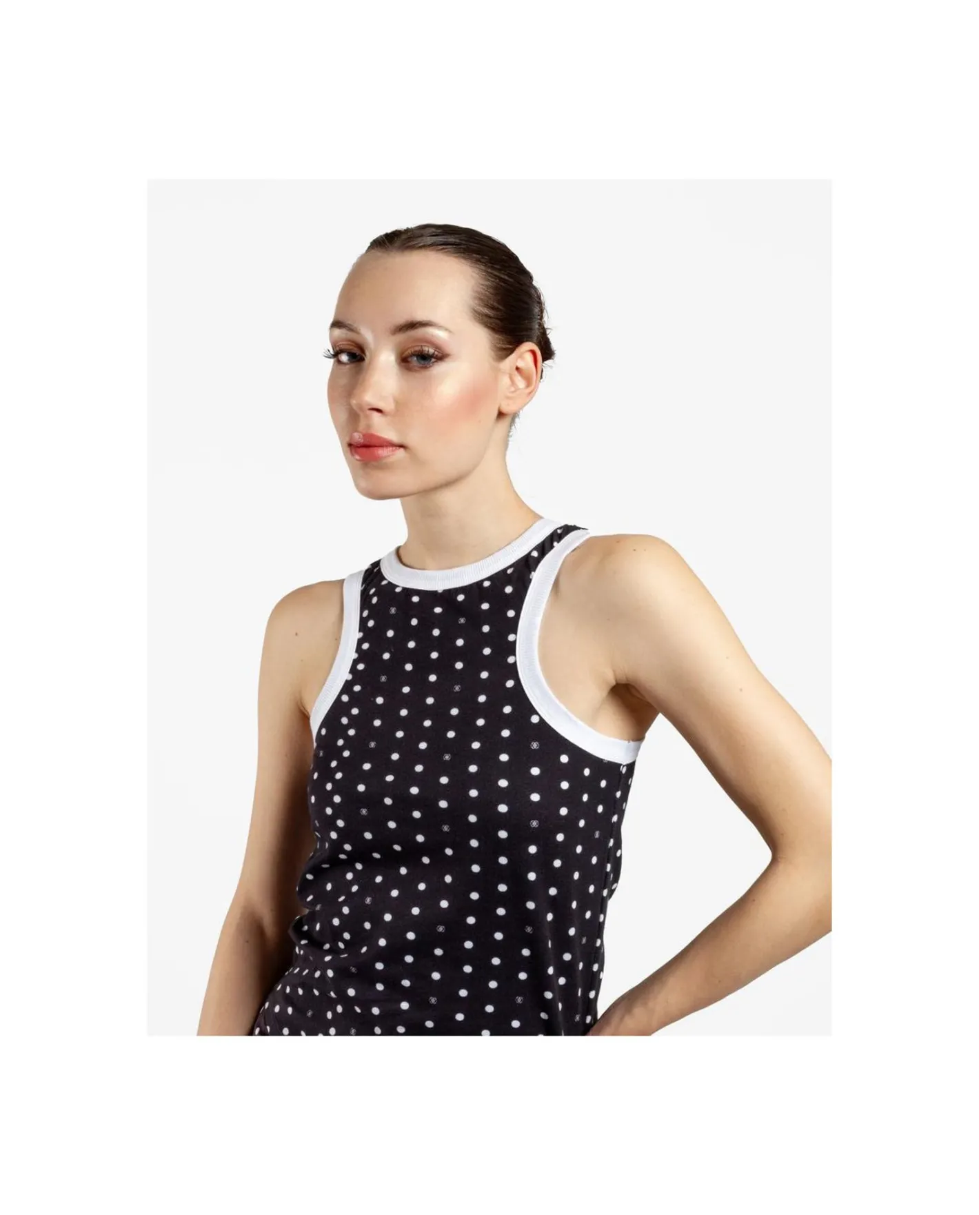 Cuplé Top Halter Punto Lunares Blanco Negro^Mujer Camisas Y Tops