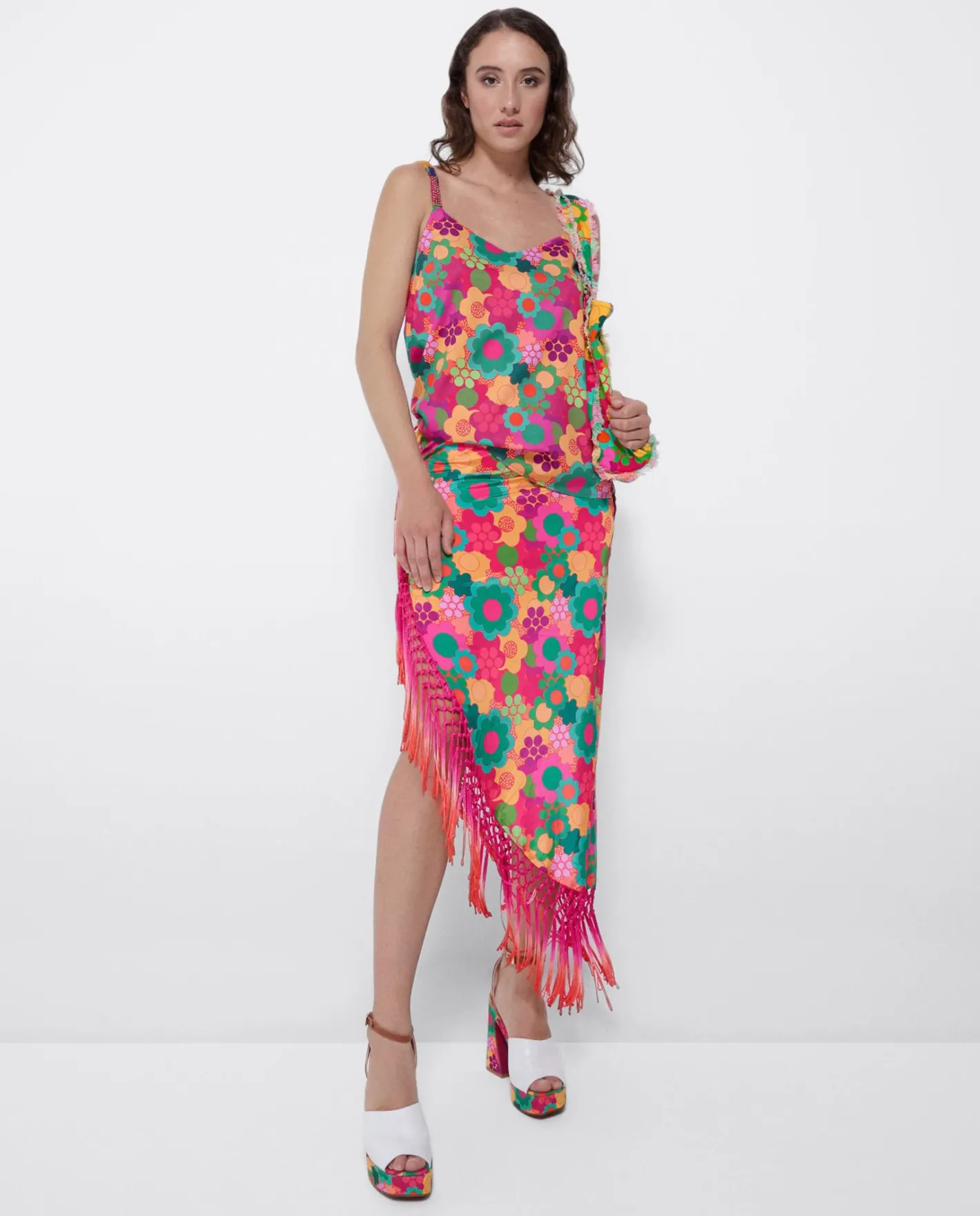 Cuplé Top Tirantes Saten Estampado Flores^Mujer Camisas Y Tops