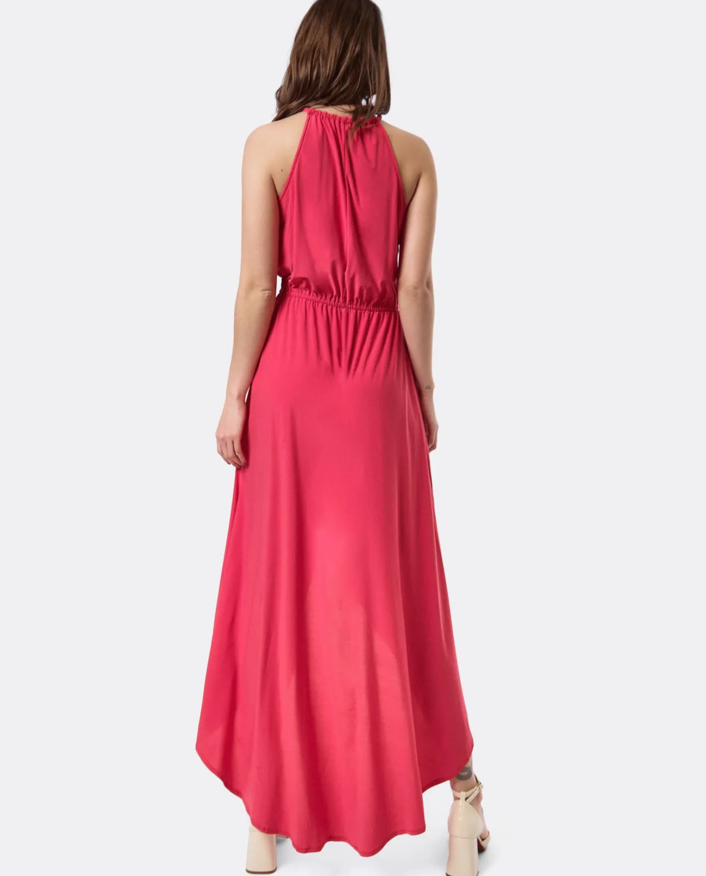 Cuplé Vestido Asimetrico Cola Punto Circular Coral^Mujer Vestidos