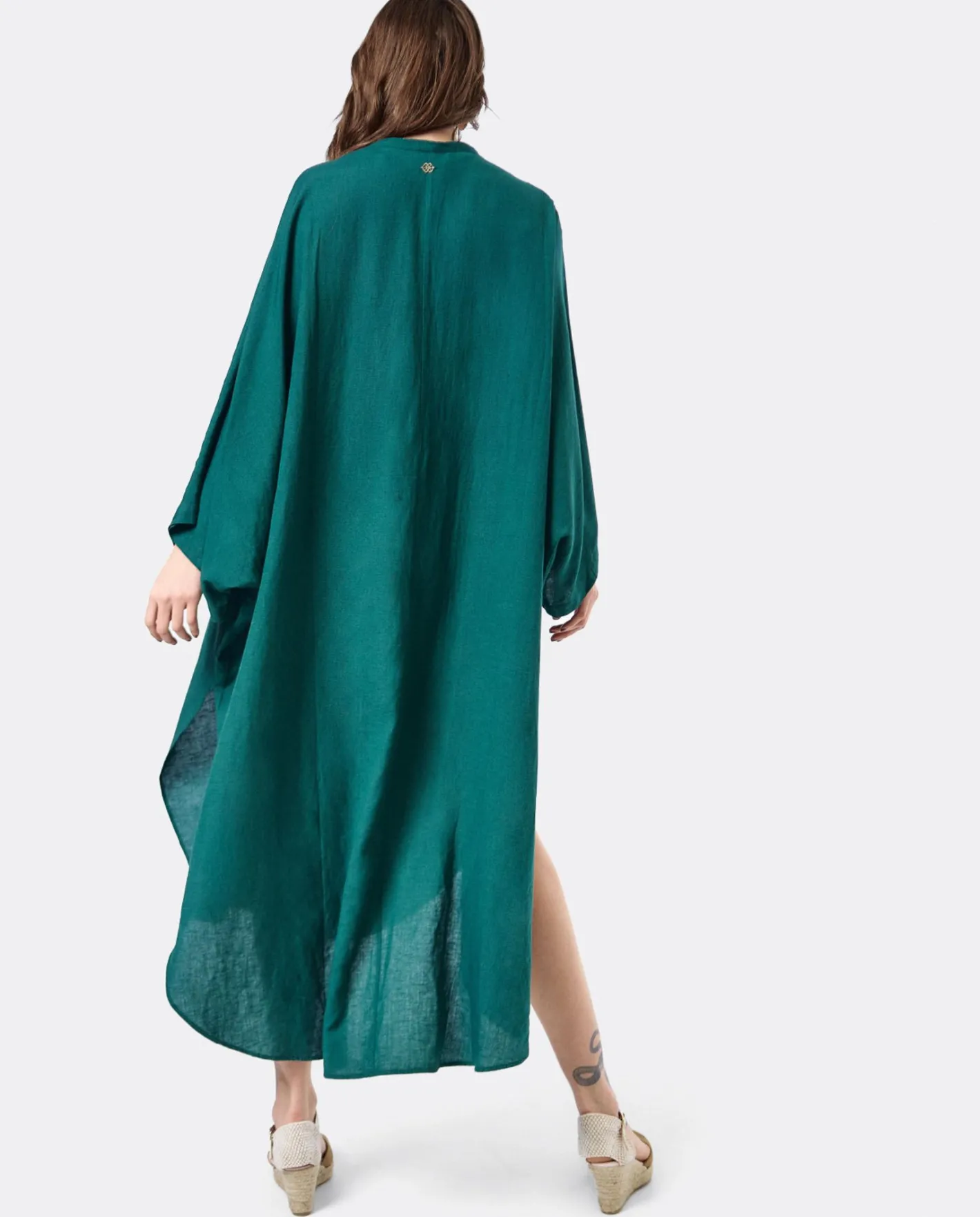 Cuplé Vestido Camisero (S-M) Lino Verde^Mujer Vestidos