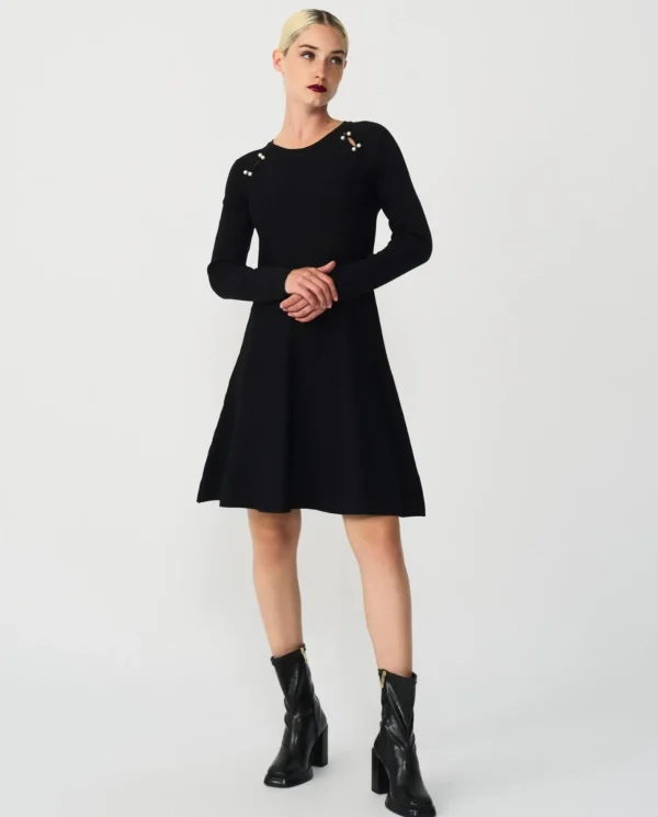 Cuplé Vestido Corto Perlas Punto Negro^Mujer Vestidos