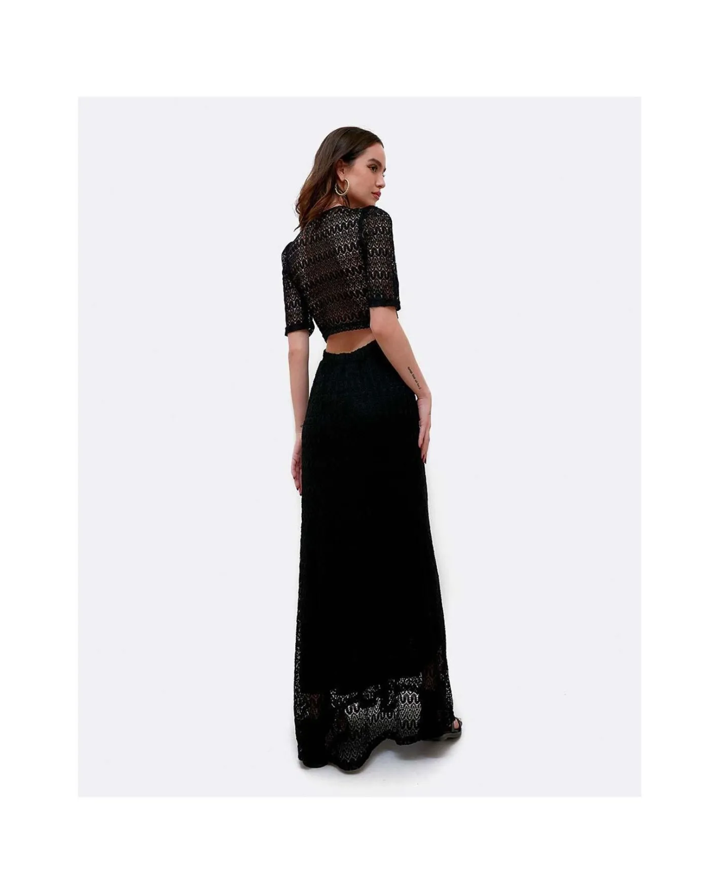 Cuplé Vestido Escote Aro Punto Negro^Mujer Vestidos