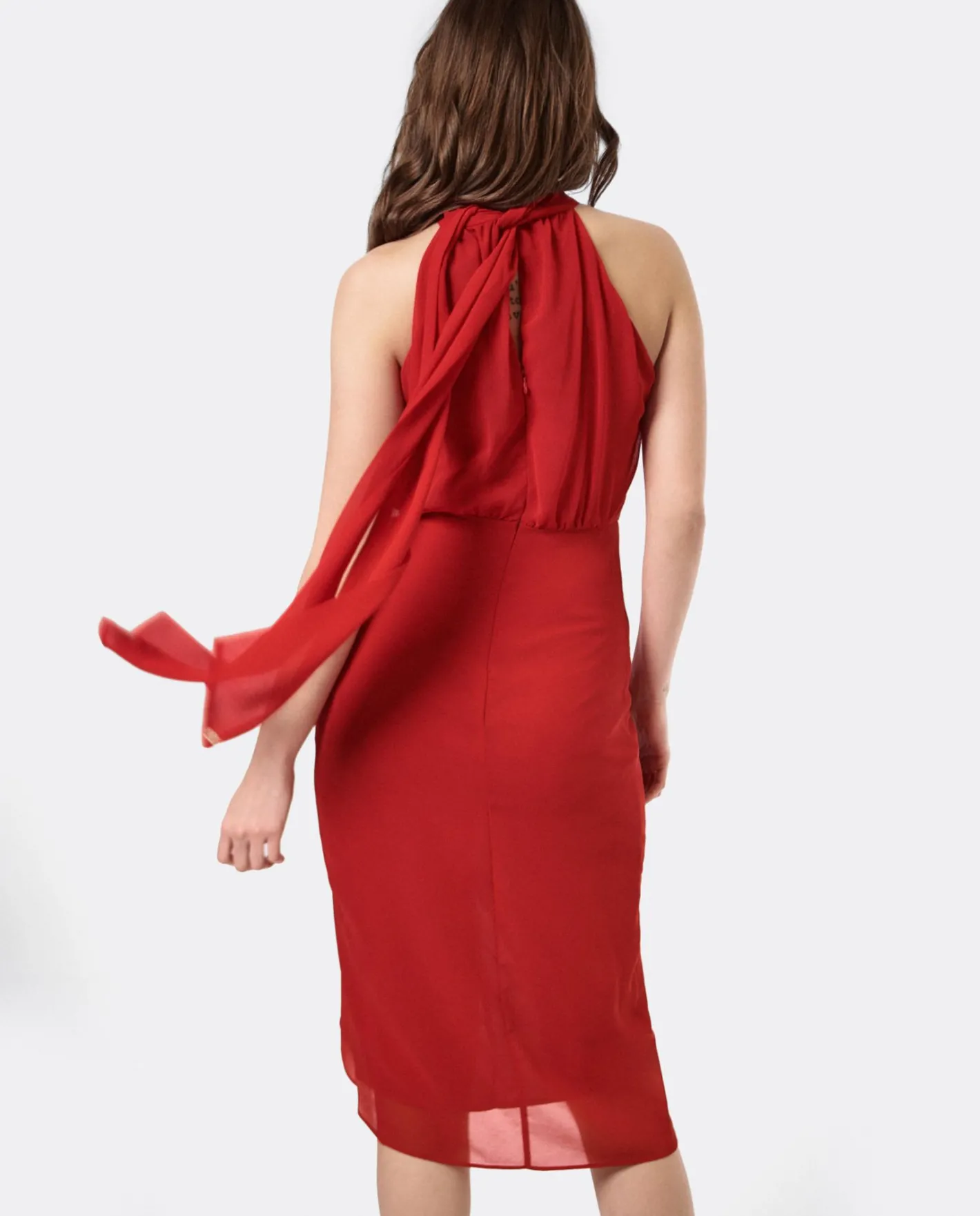 Cuplé Vestido Escote Halter Gasa Rojo^Mujer Vestidos