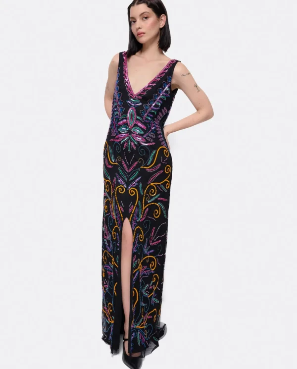 Cuplé Vestido Etnico Textil Cuentas Multicolor^Mujer Vestidos