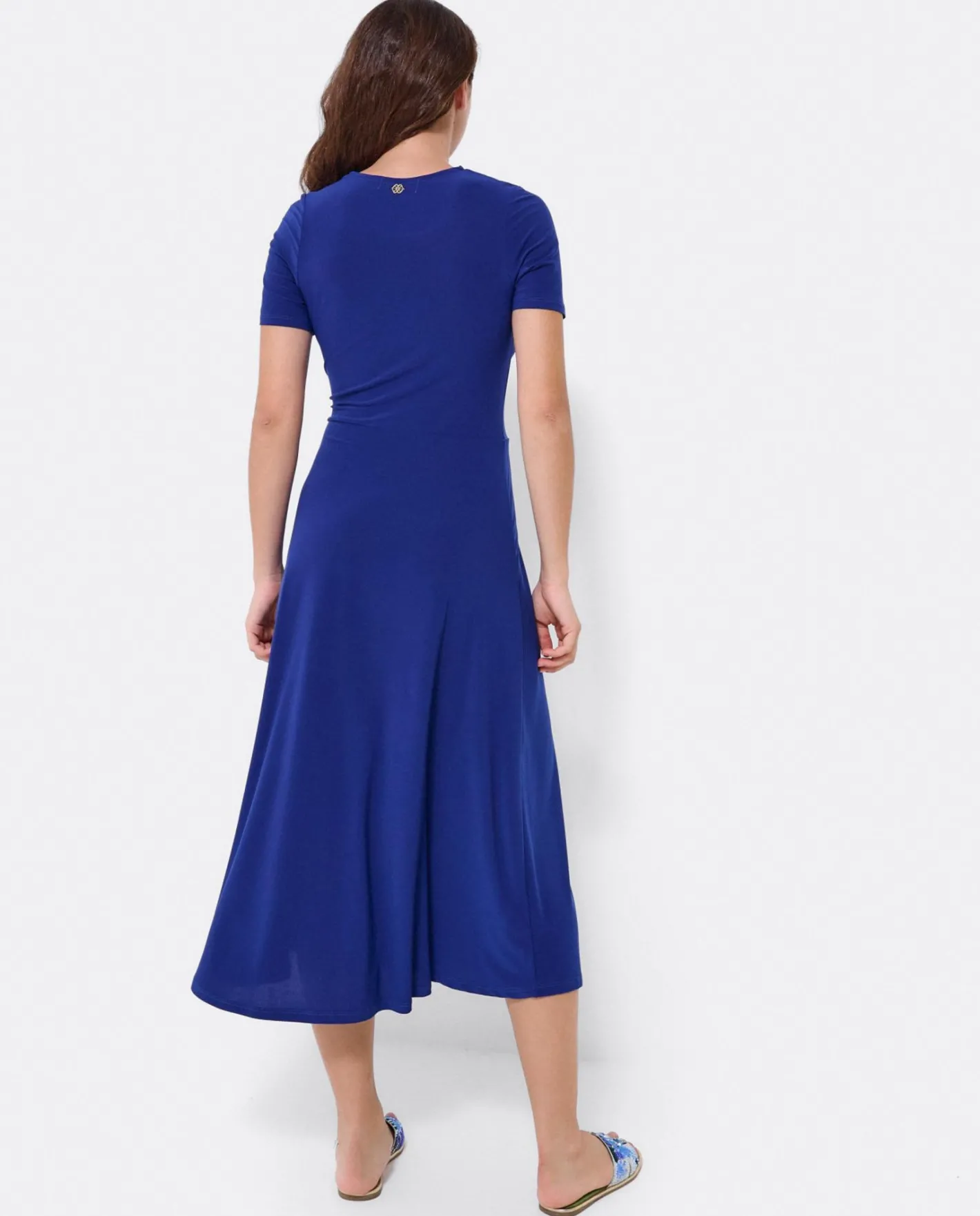Cuplé Vestido Manga Corta Nudo Delantero Punto Marino^Mujer Vestidos