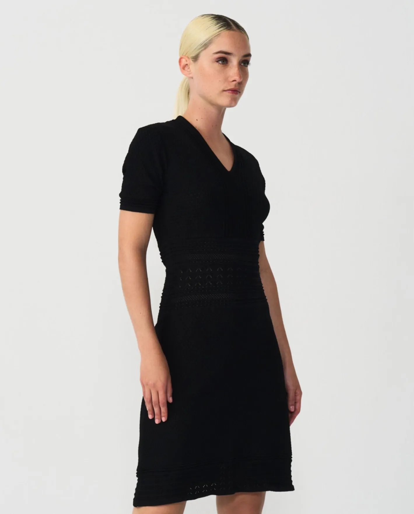 Cuplé Vestido M/C Punto Negro^Mujer Vestidos