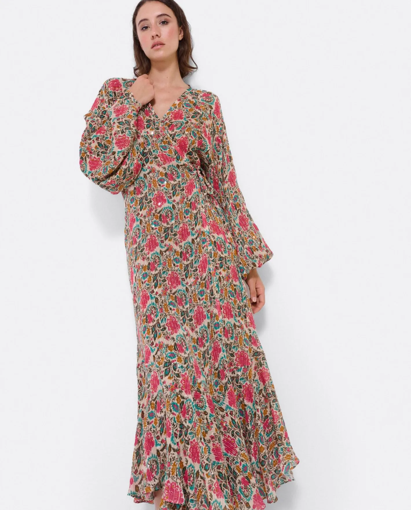 Cuplé Vestido Midi Cruzado Gasa Estampado Flores^Mujer Vestidos