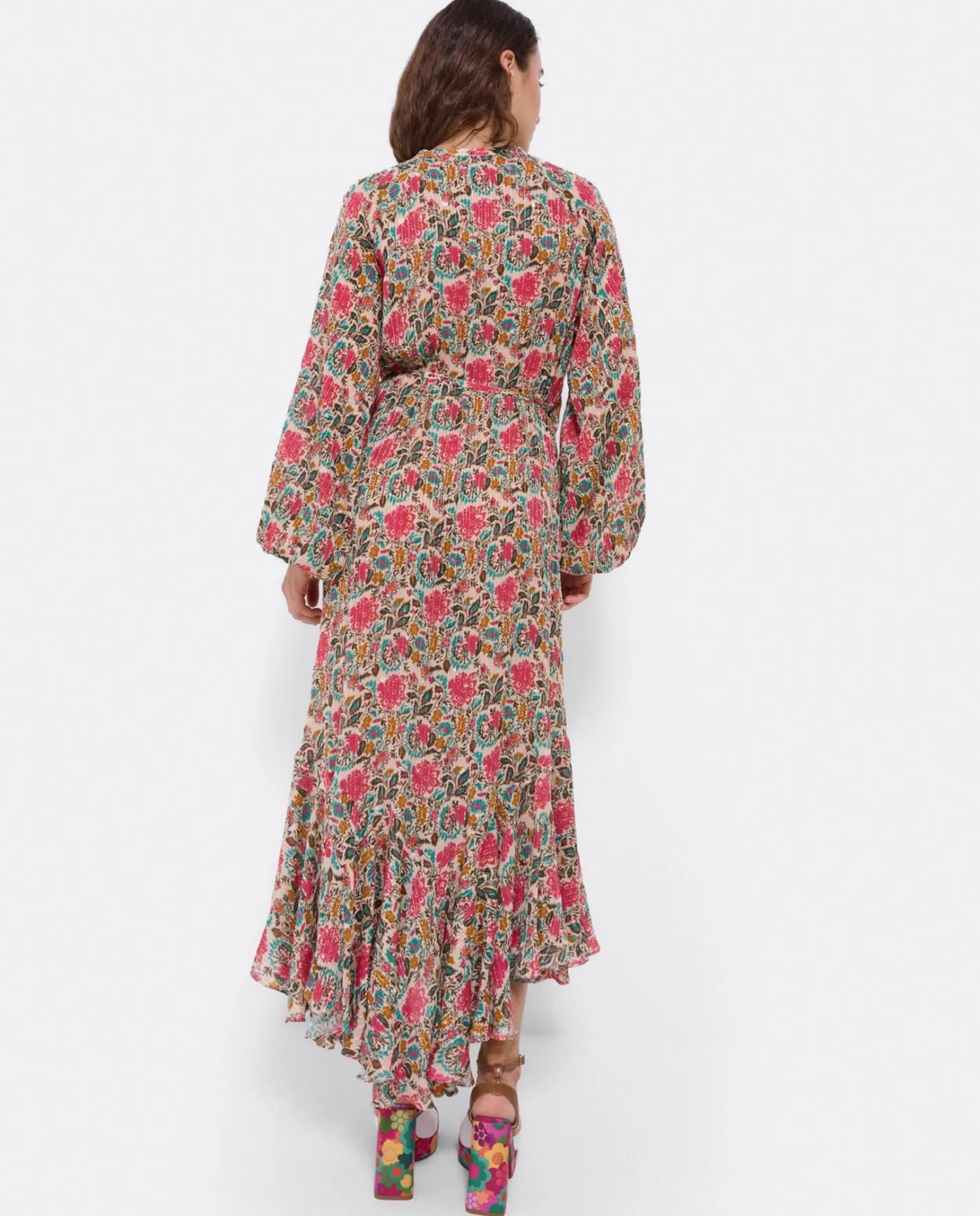 Cuplé Vestido Midi Cruzado Gasa Estampado Flores^Mujer Vestidos