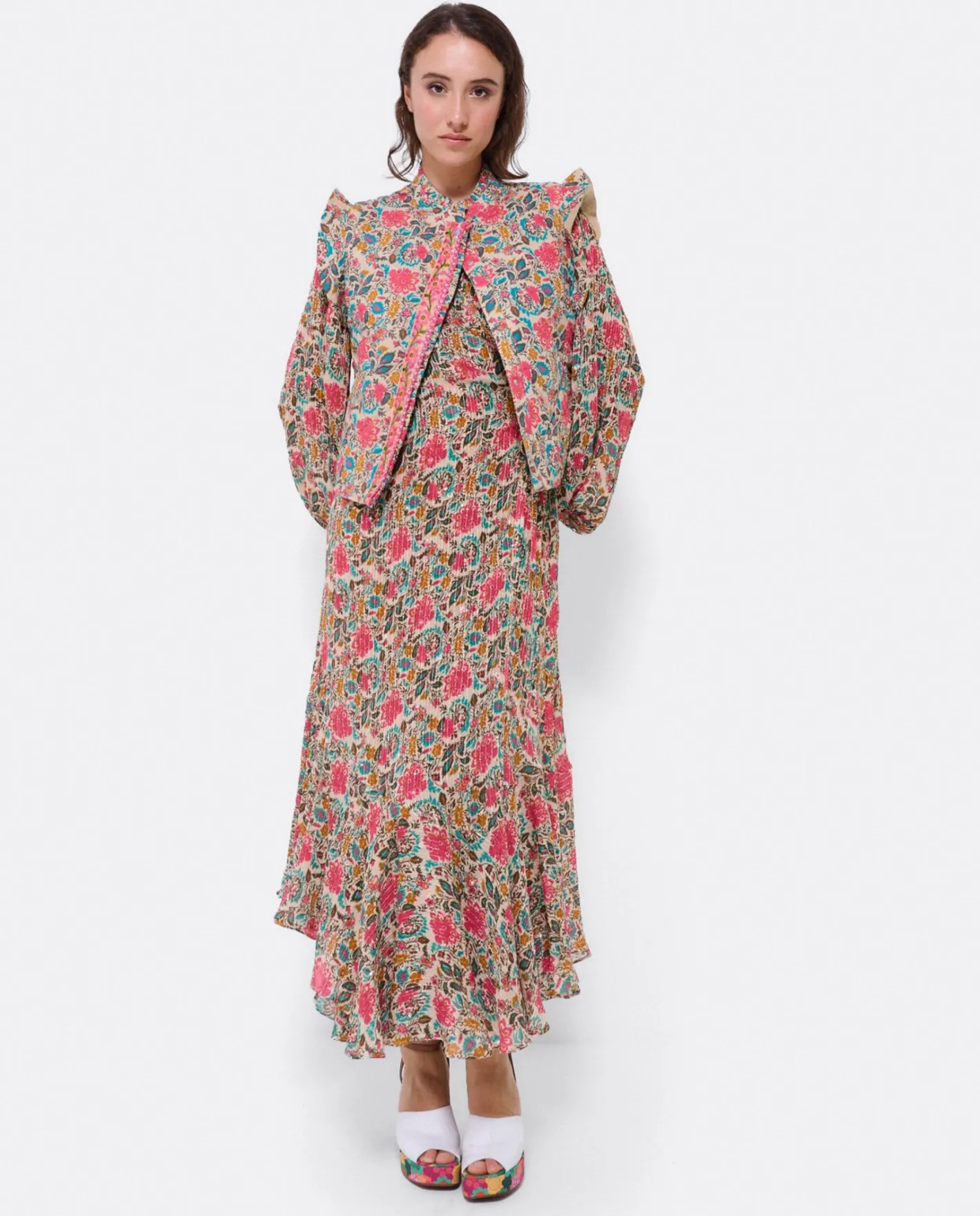 Cuplé Vestido Midi Cruzado Gasa Estampado Flores^Mujer Vestidos