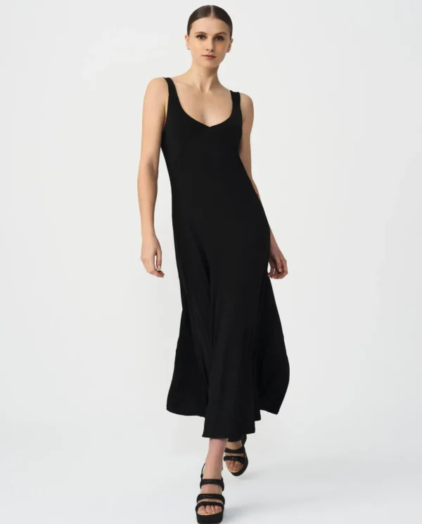 Cuplé Vestido Midi Punto Negro^Mujer Vestidos