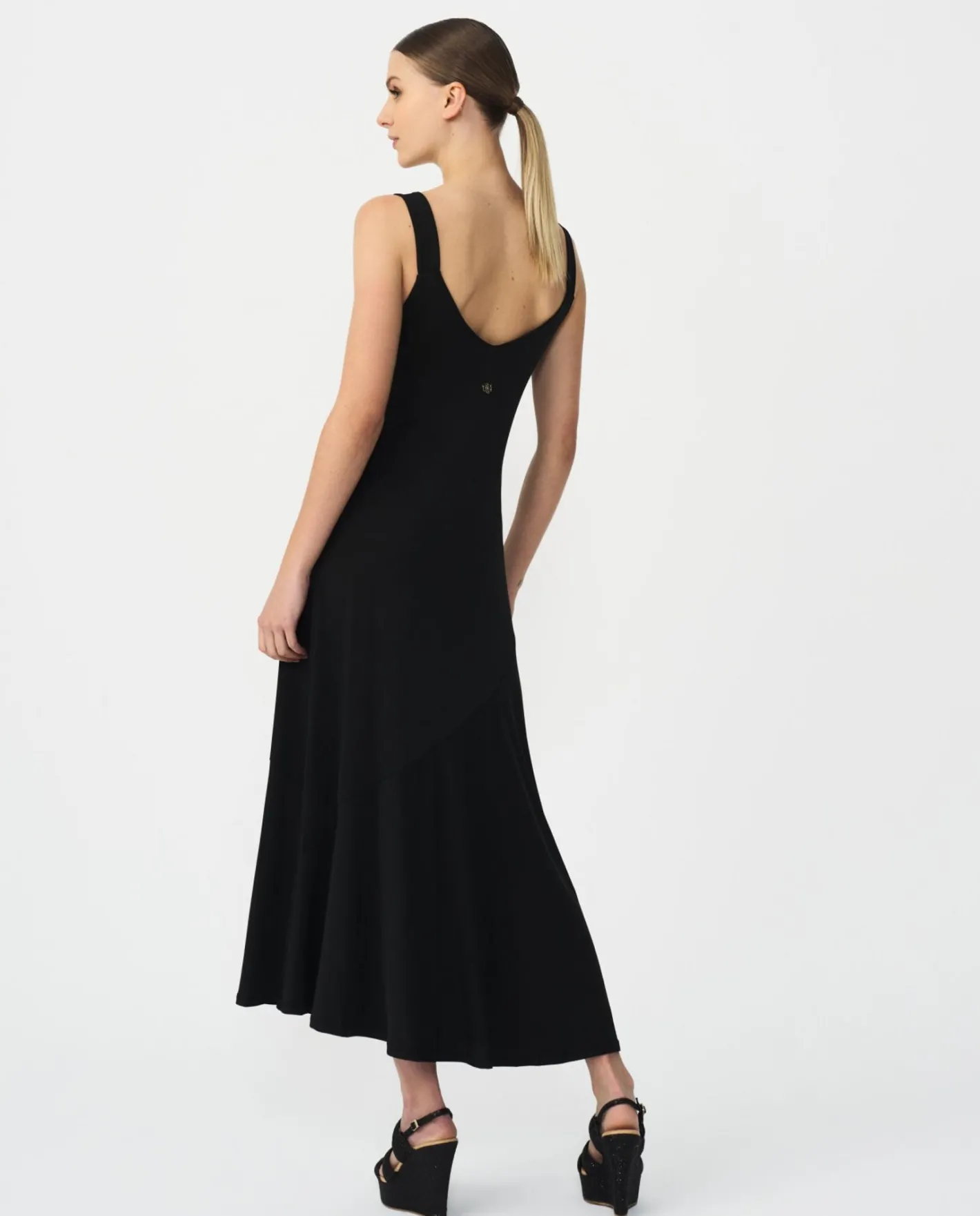 Cuplé Vestido Midi Punto Negro^Mujer Vestidos