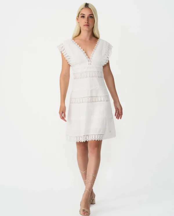 Cuplé Vestido Mini Encaje Popelin Blanco^Mujer Vestidos