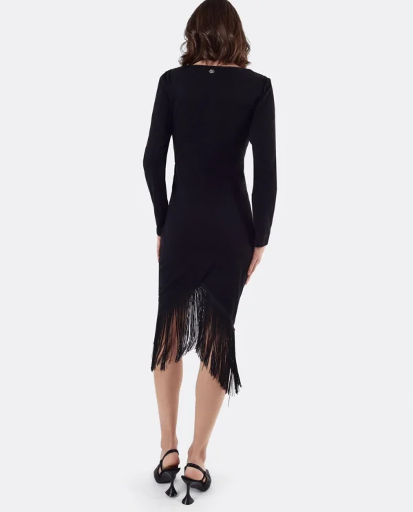 Cuplé Vestido Nudo Punto Negro^Mujer Vestidos