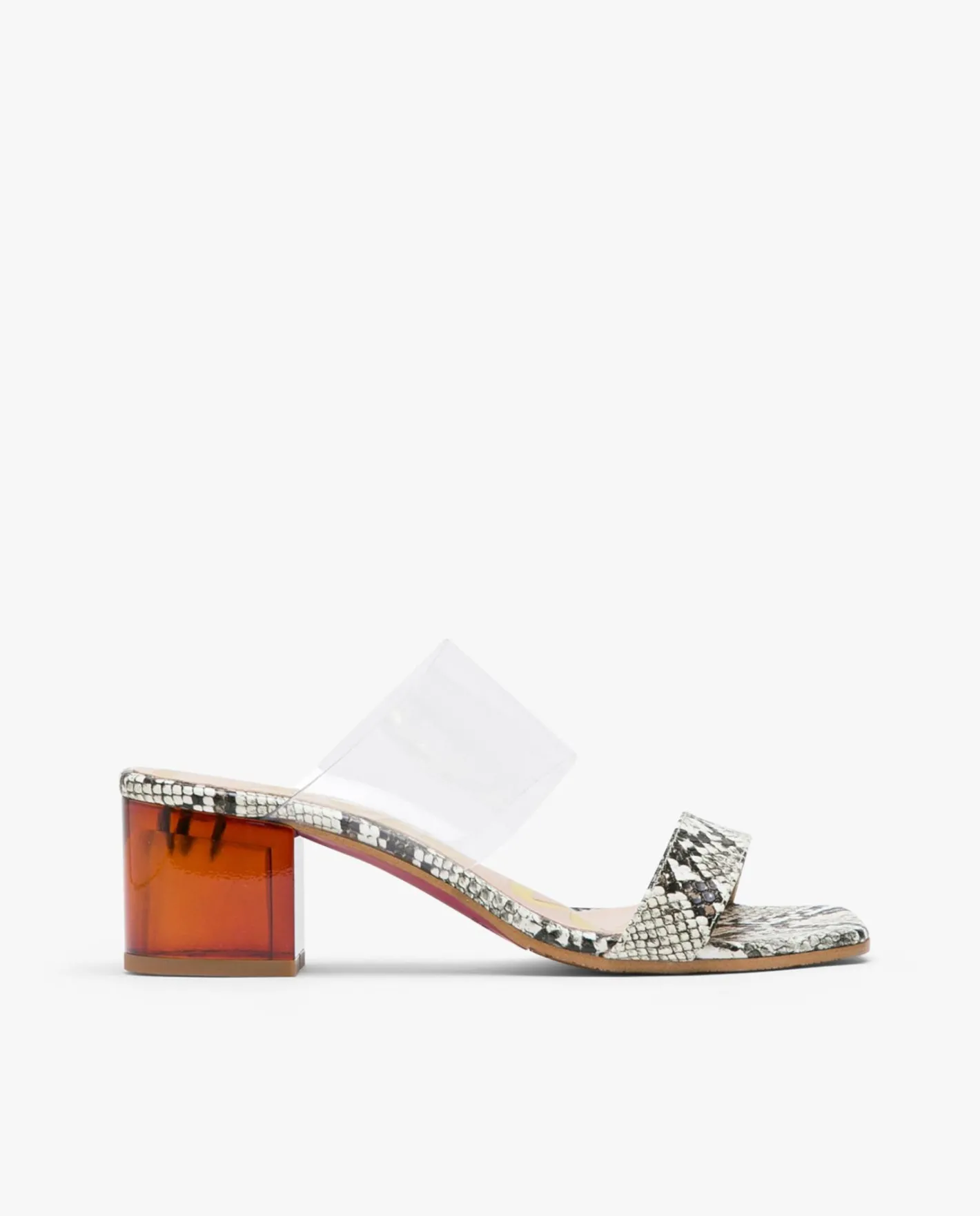Cuplé Zueco Vinilo Punta Cudrada Serpiente Beig^Mujer Sandalias
